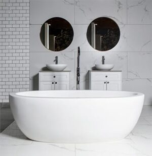 Angela Freestanding Bath | Destinkt Bathrooms | White - Image 2