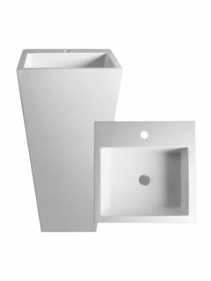 Edith 820 Freestanding pillar basin with Tap Hole | Destinkt Bathrooms | White - Image 3