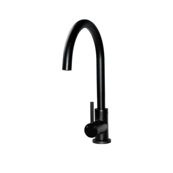 Kitchen Mixer Tap Round Shape in matte black