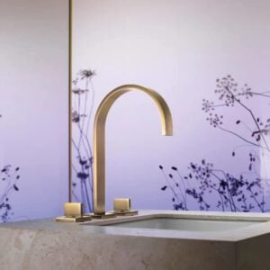Mem Three-hole Basin Mixer with Pop-up Waste 200 mm projection | Dornbracht | Brushed Platinum - Image 2