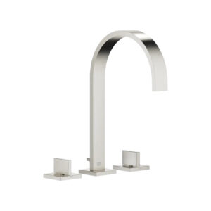 Mem Three-hole Basin Mixer with Pop-up Waste 200 mm projection | Dornbracht | Brushed Platinum