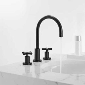Tara Three-hole Basin Mixer with Pop-up Waste 270 mm | Dornbracht | Matte Black - Image 2
