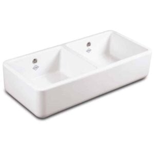Double Bowl 800 & Strainer | Shaws | Victoria & Albert | White