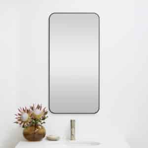 Black Painted Frame Mirror with Radius Corners | 1000 × 500 mm x 8 mm border | Sibo | Milan | Matt Black Border