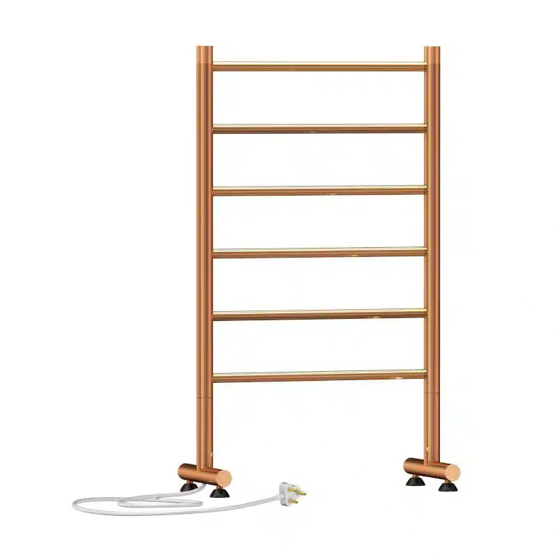 Jeeves-Tangent-Six-Rose-Gold.jpg Tangent Six 520 Freestanding Electric Towel Rail | Jeeves | Rose Gold - Image 1
