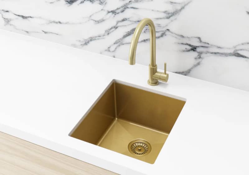 Lavello Underslung Kitchen Sink 380 x 440 mm | Meir | Brushed Bronze Gold - Image 2