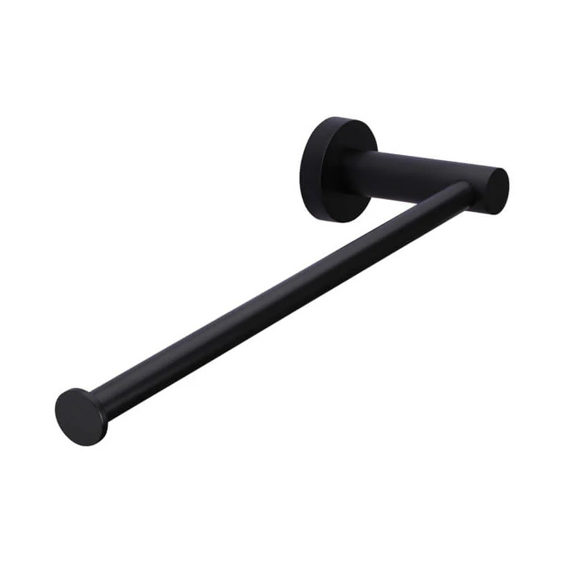 w38 Single Arm Guest Towel Rail Wall Mounted | Round Design | Meir | Matte Black - Image 1