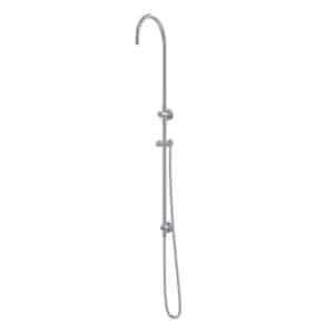 Curved Shower Rail with Hose (excludes Rose and Handshower) | Meir | Chrome