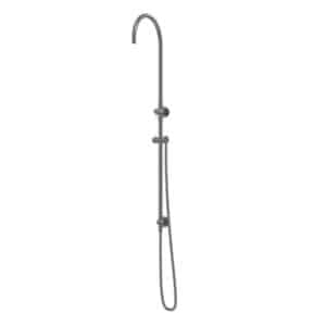 Curved Shower Rail with Hose (excludes Rose and Handshower) | Meir | Gun Metal