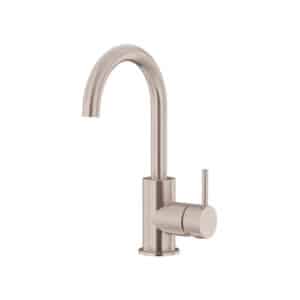 Round Gooseneck Basin Mixer with Cold Start | Meir | Champagne