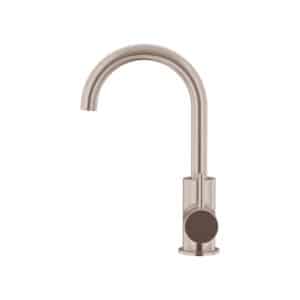 Round Gooseneck Basin Mixer with Cold Start | Meir | Champagne - Image 3