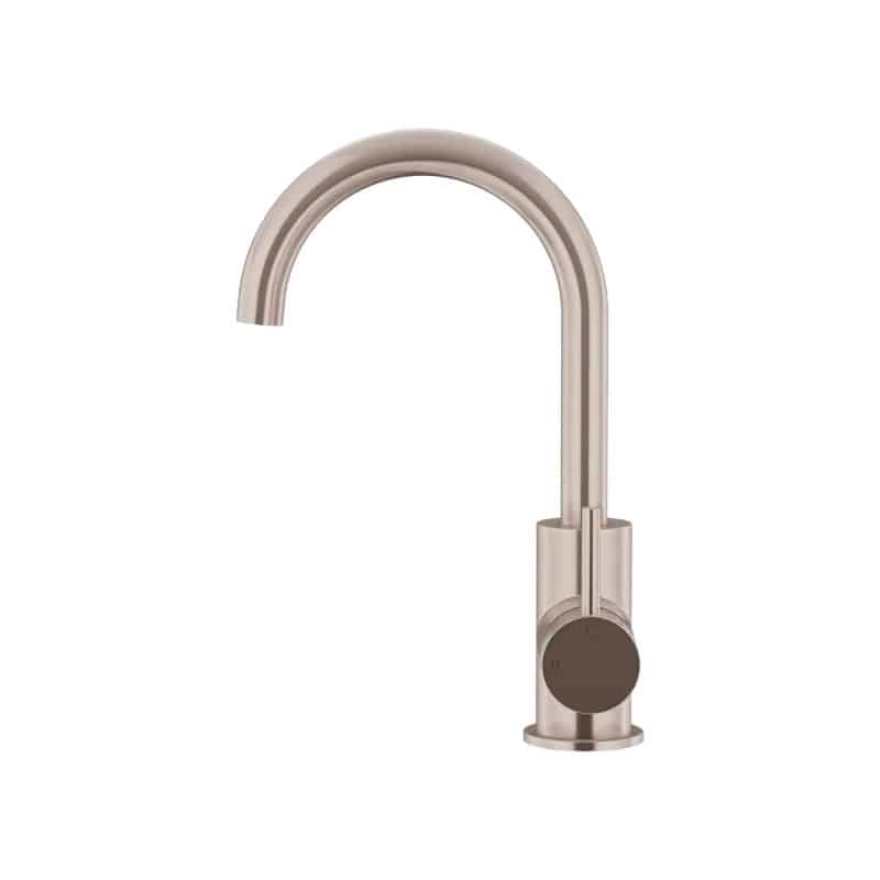 Round Gooseneck Basin Mixer with Cold Start | Meir | Champagne - Image 3