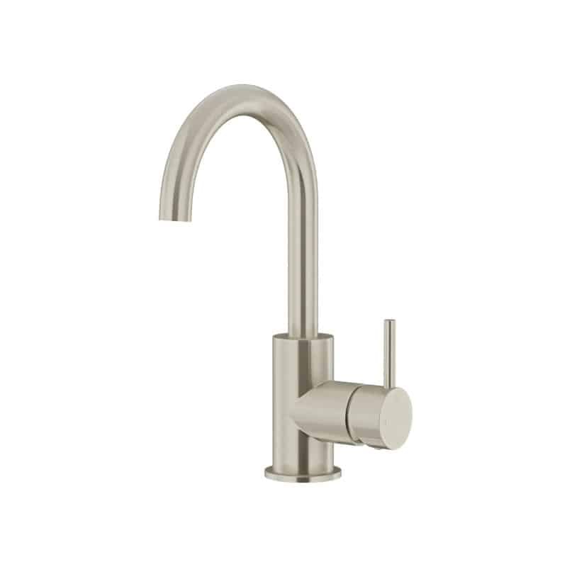Round Gooseneck Basin Mixer with Cold Start | Meir | Brushed Nickel - Image 1