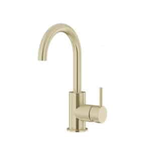 Round Gooseneck Basin Mixer with Cold Start | Meir | Tiger Bronze