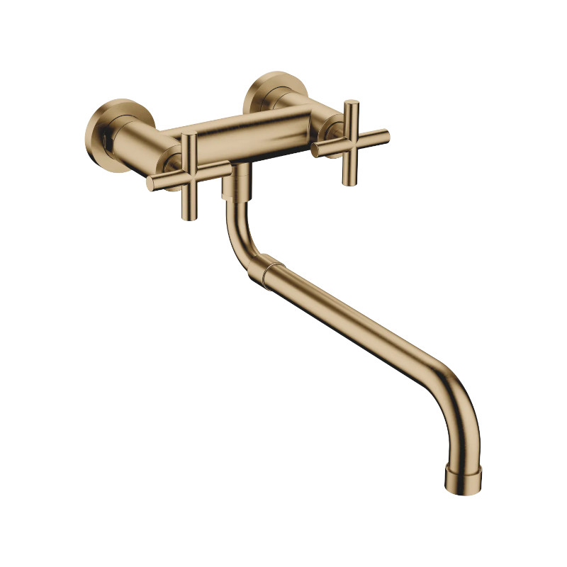 image - 2026-08-04T110751.664 TARA Wall-mounted bridge mixer with extending spout | Dornbracht | Brushed Dark Brass (PVD) - Image 1