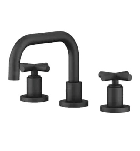 Dornbracht Tara three-hole basin mixer with pop-up waste in matte black