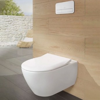 Villeroy & Boch rimless wall-hung toilet with soft-close seat